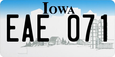 IA license plate EAE071