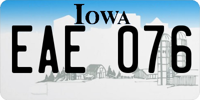 IA license plate EAE076