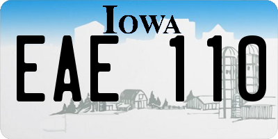 IA license plate EAE110