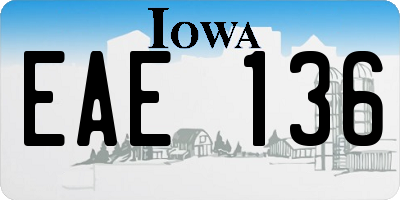 IA license plate EAE136