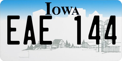 IA license plate EAE144