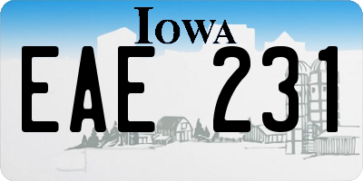 IA license plate EAE231