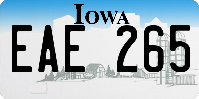 IA license plate EAE265