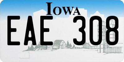 IA license plate EAE308