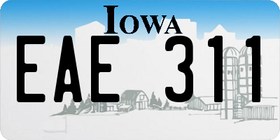 IA license plate EAE311