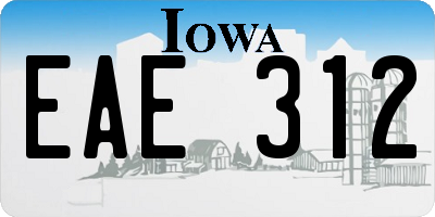 IA license plate EAE312