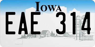 IA license plate EAE314