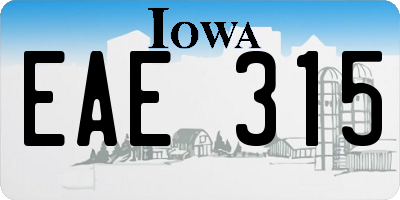 IA license plate EAE315