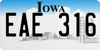 IA license plate EAE316