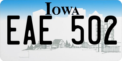 IA license plate EAE502