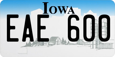 IA license plate EAE600