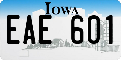 IA license plate EAE601