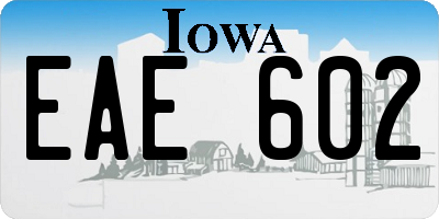 IA license plate EAE602