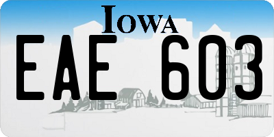 IA license plate EAE603