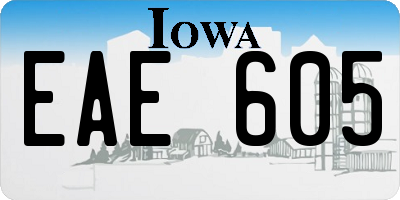 IA license plate EAE605