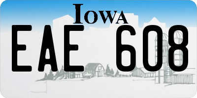 IA license plate EAE608