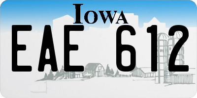 IA license plate EAE612