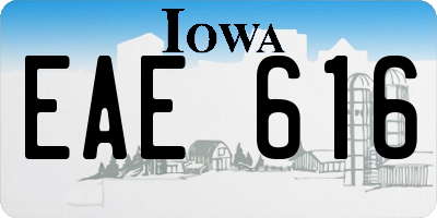 IA license plate EAE616