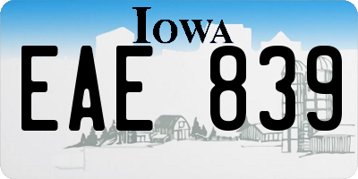 IA license plate EAE839