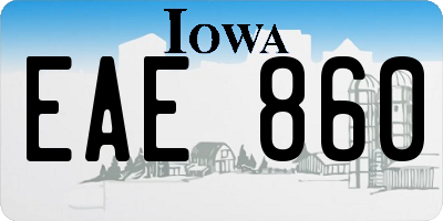 IA license plate EAE860