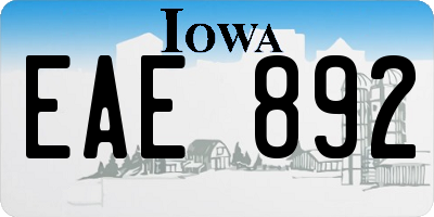 IA license plate EAE892