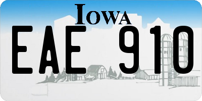 IA license plate EAE910