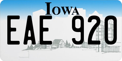 IA license plate EAE920