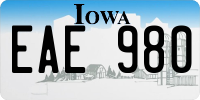 IA license plate EAE980