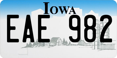 IA license plate EAE982