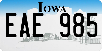 IA license plate EAE985