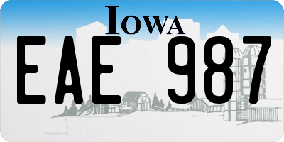 IA license plate EAE987