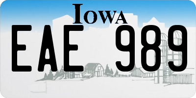 IA license plate EAE989