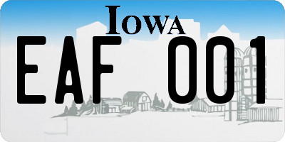 IA license plate EAF001