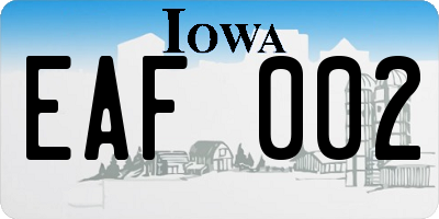 IA license plate EAF002