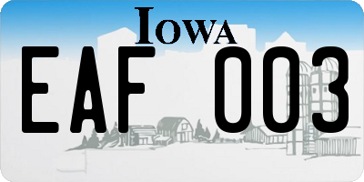 IA license plate EAF003