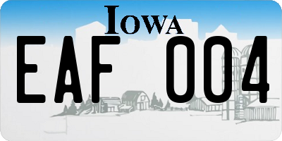 IA license plate EAF004