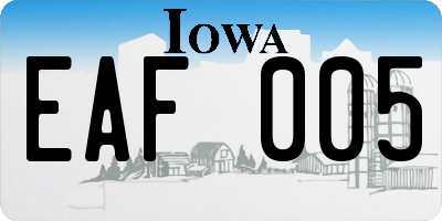 IA license plate EAF005