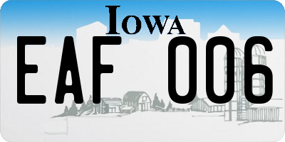 IA license plate EAF006