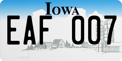 IA license plate EAF007