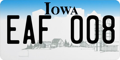 IA license plate EAF008