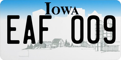 IA license plate EAF009