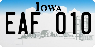 IA license plate EAF010