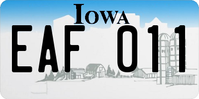 IA license plate EAF011