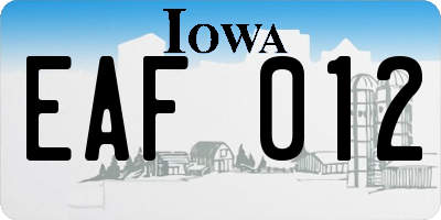 IA license plate EAF012