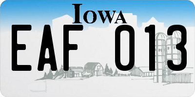 IA license plate EAF013