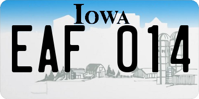 IA license plate EAF014