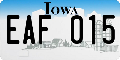 IA license plate EAF015