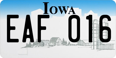 IA license plate EAF016