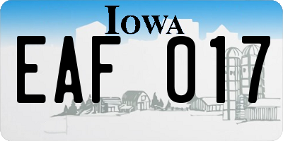 IA license plate EAF017