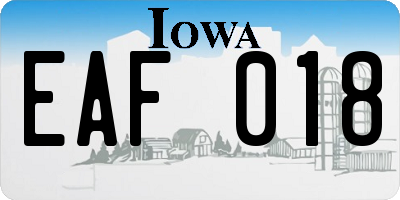 IA license plate EAF018